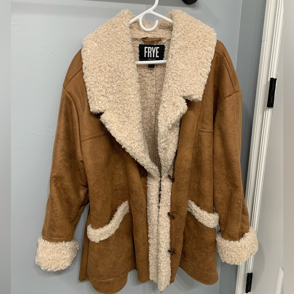 FRYE Natural Faux Shearling Coat